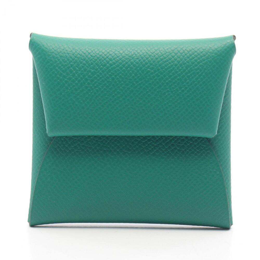 Hermes Bastia Wallet - Coin Purse Leather Veau Epsom Women's Green/Yellow Vel...